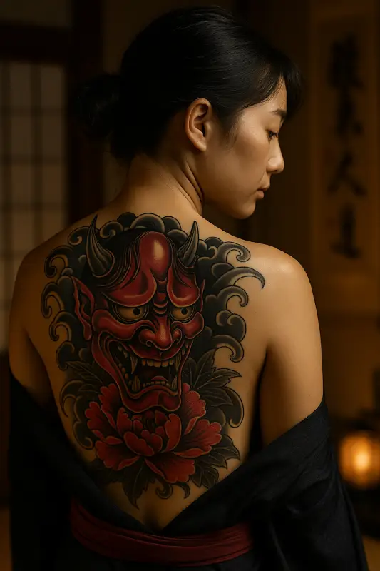 masque japonais oni tatouage