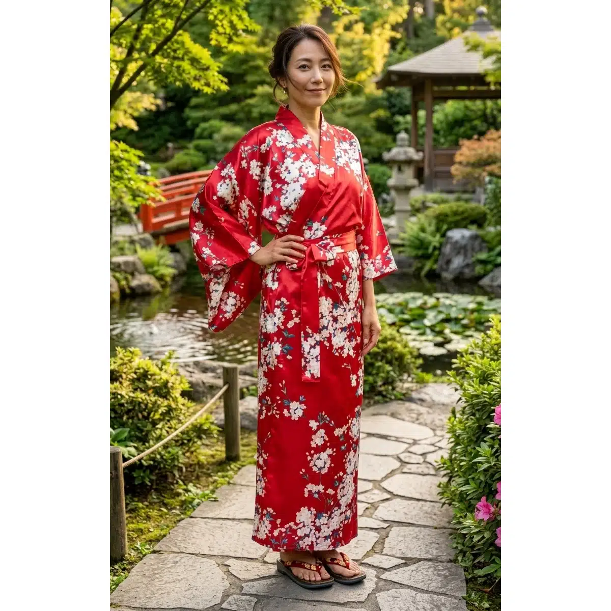 Kimono Japonais Long Nuée de Pétales Cherry Blossom