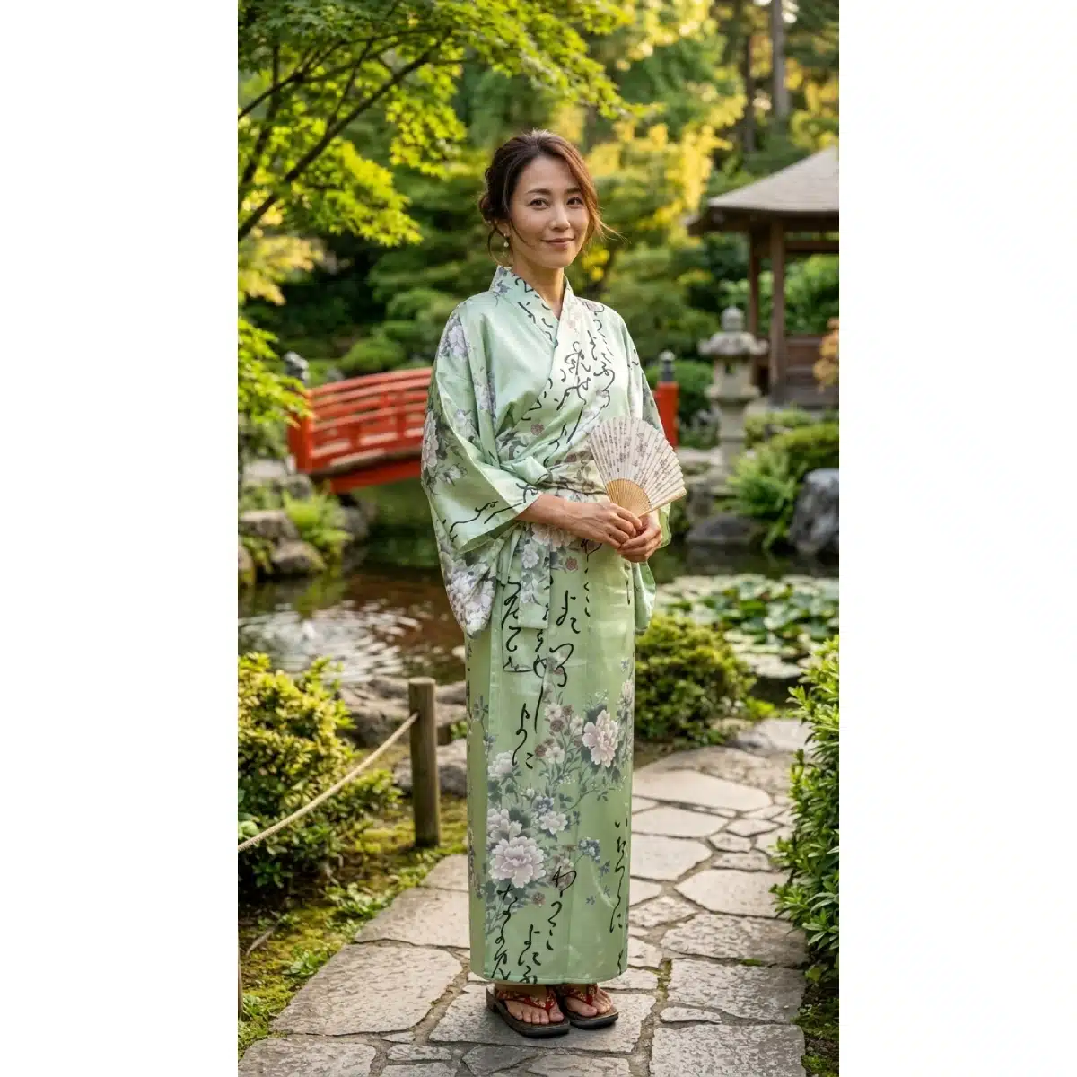 Kimono Japonais en Satin Vert Turquoise de Kyoto