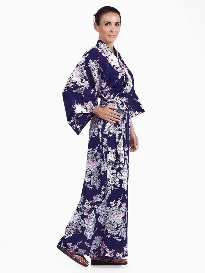 Kimono Yukata Femme Pivoine & Geisha côté
