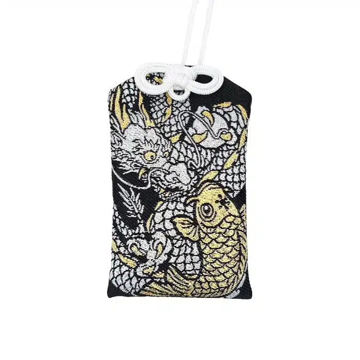 Omamori Dragon & Carpe Noir et Doré