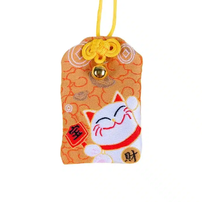 Omamori Orange Chat Porte-Bonheur Maneki Neko