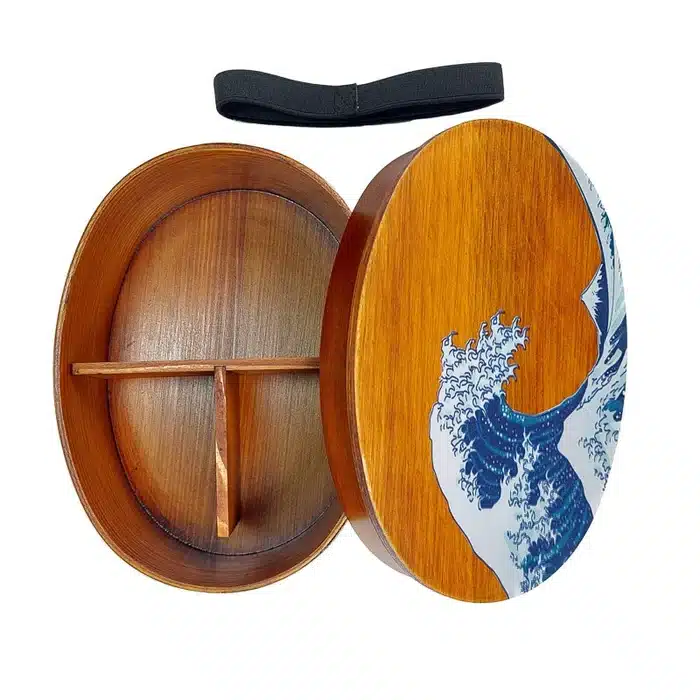 Bento japonais Grande Vague Kanagawa en cèdre 750 ml – Image 3