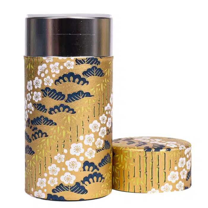 Boîte à thé japonaise en washi Takeshirabe Or 200 g – Image 3